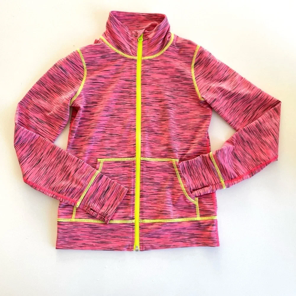 Zella Kids Pink and Yellow Activewear Jacket Size Large